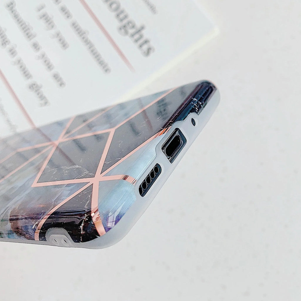 Electroplated marble mobile phone case in multiple colours for Huawei and Samsung smartphones