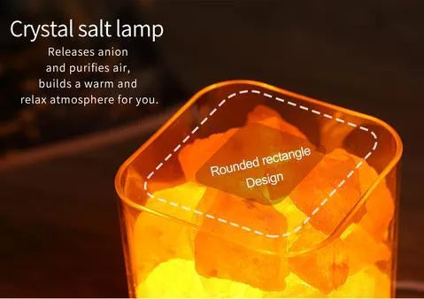 USB Himalayan salt LED lamp with 5 colour-changing modes, 94 mm size, ABS and PC construction, black finish
