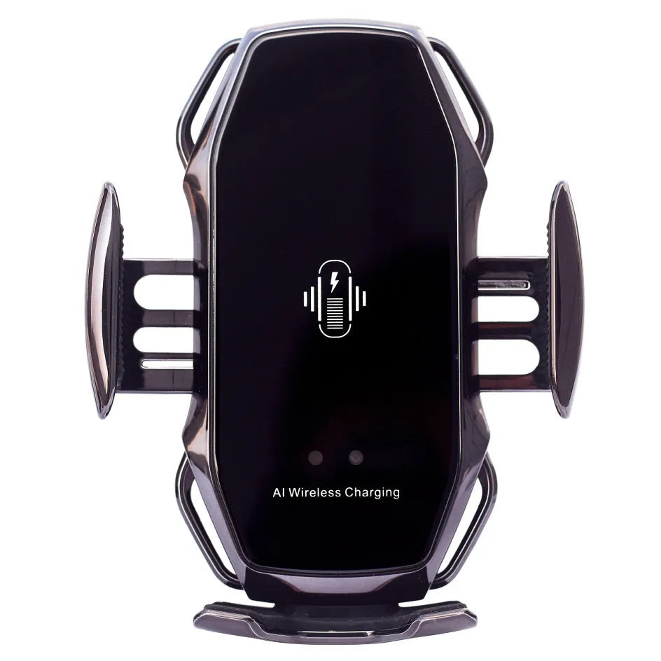 Car mobile phone holder with USB port in black, blue, gold, and red colour options.