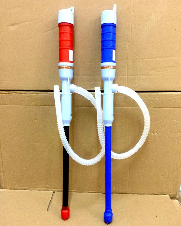 Manual hand pump siphon for fuel transfer with blue or red colour options