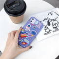 Purple silicone phone case with 3D astronaut and rocket design for Apple iPhone