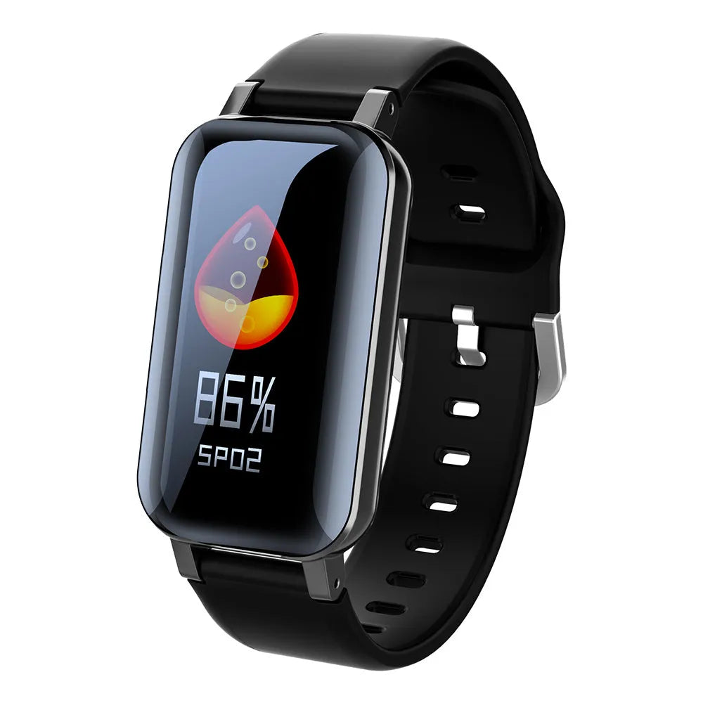 Call Bracelet smart wearable in black, blue and coffee colours showing heart rate monitor functionality