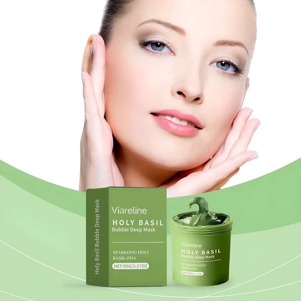 Holy Basil Bubble Deep Mask Set - single pack, colour option set, with bentonite clay and basil leaf extract