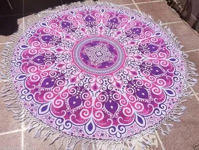 Fashion beach towel for women with bohemian pattern in five colours including green, pink, and gradient purple