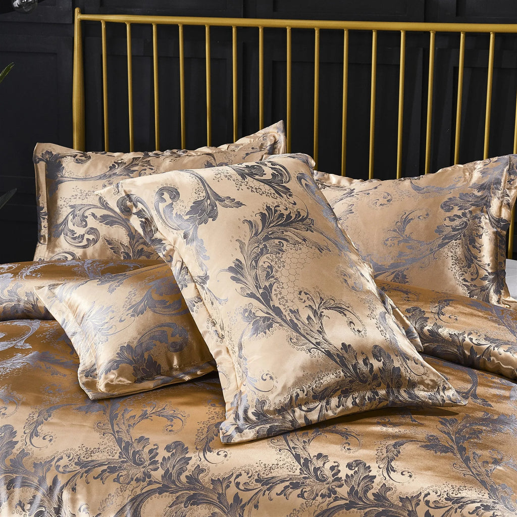 Three-piece polyester bedding set with plain weave, reactive print, edging, in blue grey pink purple white, sizes 135x200cm to 260x230cm