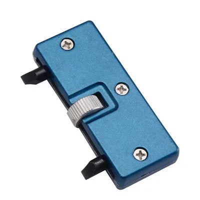 Yellow plastic watch repair case opener kit with mounting base and four positioning pillars