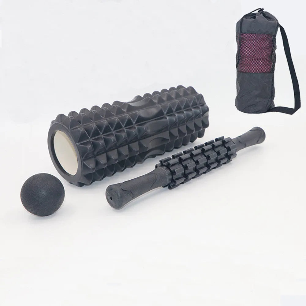 Pilates yoga hollow foam shaft set with 33cm crescent model, massage stick, fascia ball, and tension ring
