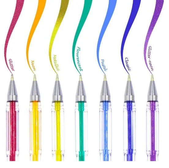 Colour gel pens with large 2.2mm ink reservoir available in 25 or 50 piece bulk packs