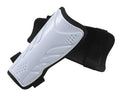 Football leggings with single bandage leg guard in black, showing outer plastic plating and soft foam inner