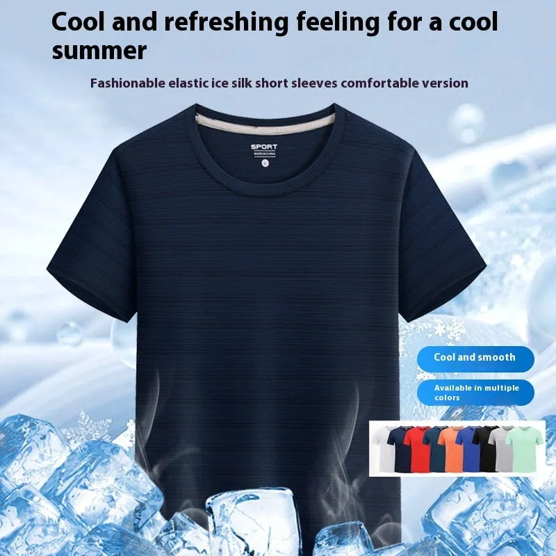 Crystal silk quick-drying T-shirt in spandex fabric showing solid colour options