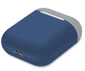 Split-shell silicone protective case for Apple AirPods charging box in a selection of colours on a plain background.