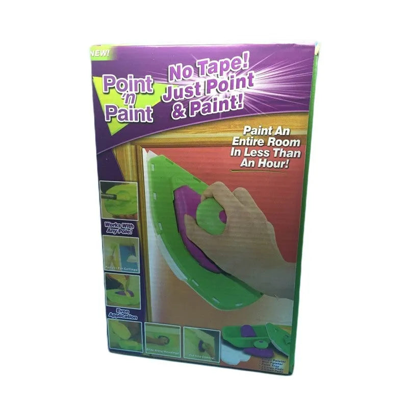 Green household DIY painting kit with plastic roller tray, large paint brush, and small paint brush with sponge pads