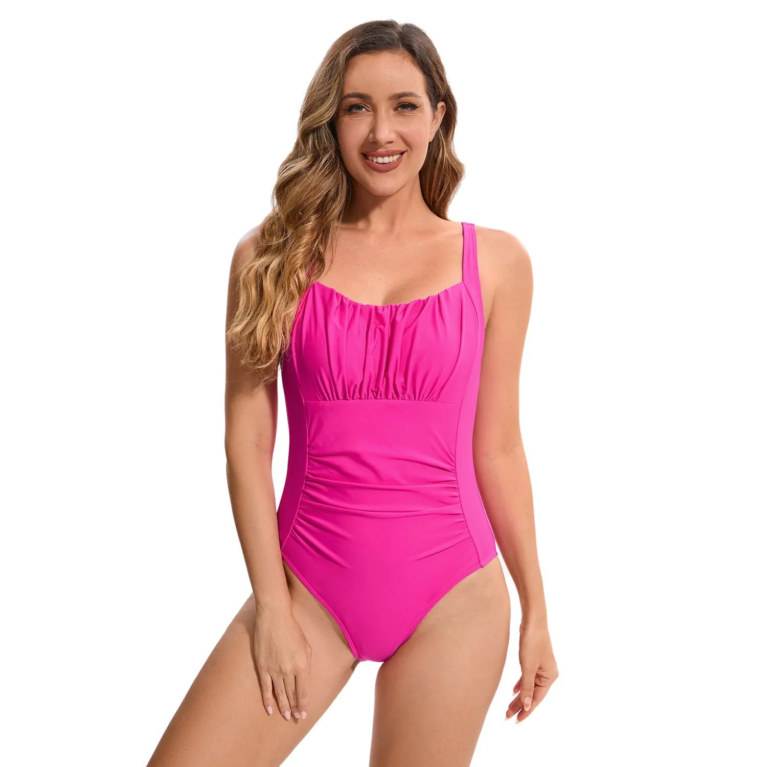 Women's one-piece multicolor printed polyester swimsuit with leopard print pattern, sizes S to XXL
