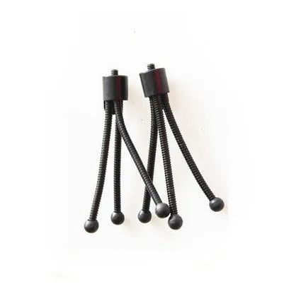 Small black iron mini tripod with ball head, shown collapsed to 110mm and extended on a desktop next to a smartphone.