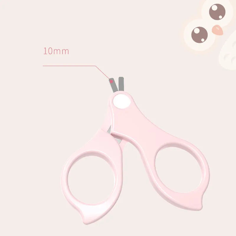 Baby nail clippers set with silicone handle in a choice of six animal-themed colours for newborns.