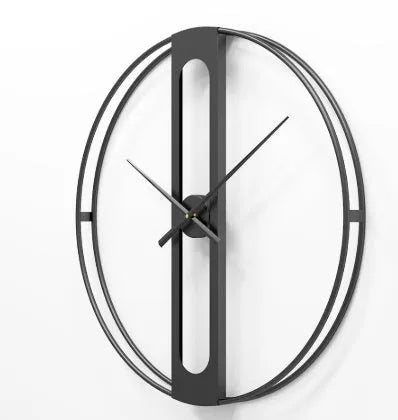 Round metal wall clock in black and gold finish options, 50cm diameter analogue face