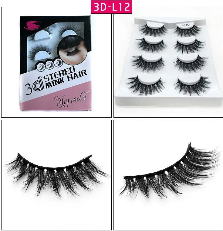 3D false eyelashes handmade from imported fiber with wispy design in L01 style