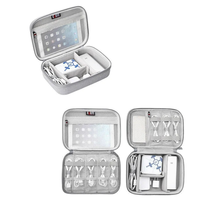 Black and grey EVA digital storage organiser bag for earphones and cables