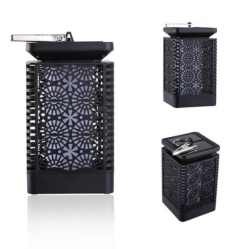 White retro flame style solar lawn light for outdoor garden or patio use