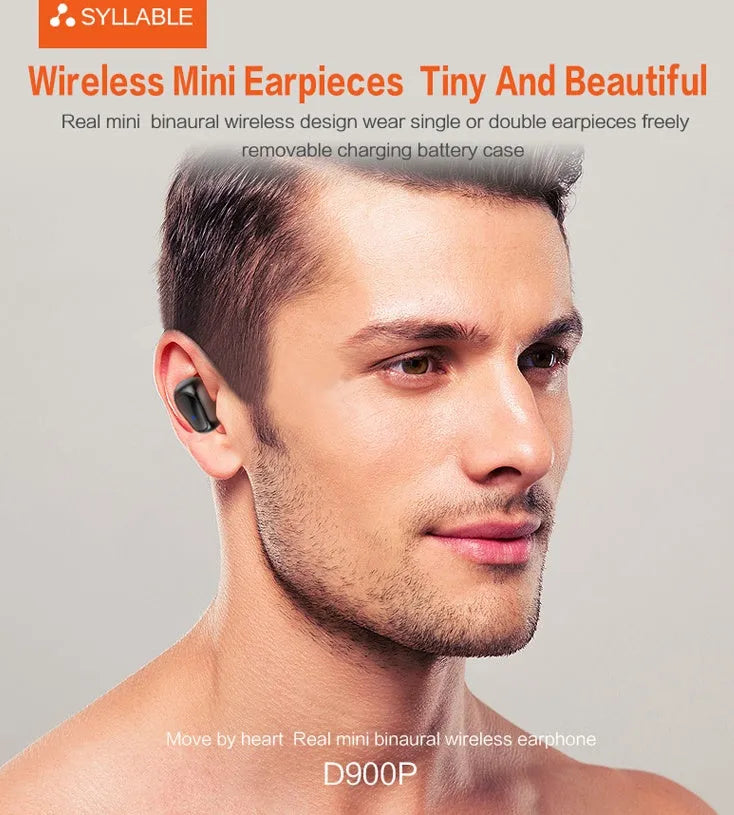 Ultra-lightweight black Bluetooth 5.0 TWS sports earbuds with a compact white charging case on a grey background.