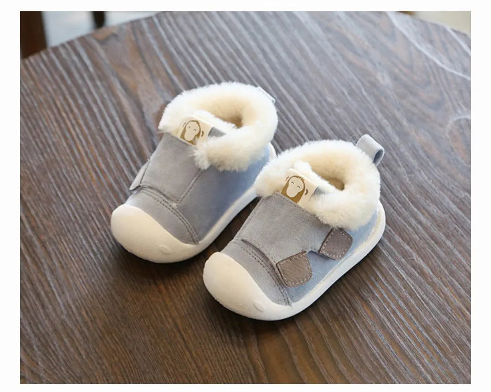 Toddler cotton shoes with velvet upper and non-slip soles in multiple colours and sizes