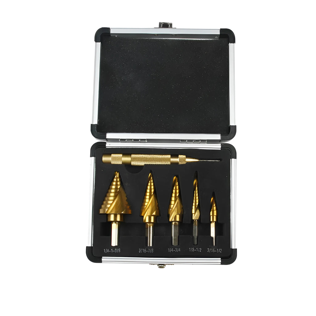 Steel opening aluminium tool box in gold colour, 58-80 mm length with 118° blade tip angle