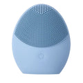 Electric ultrasonic silicone facial cleanser in pink with compact 8.2cm size, single gear, USB cable included