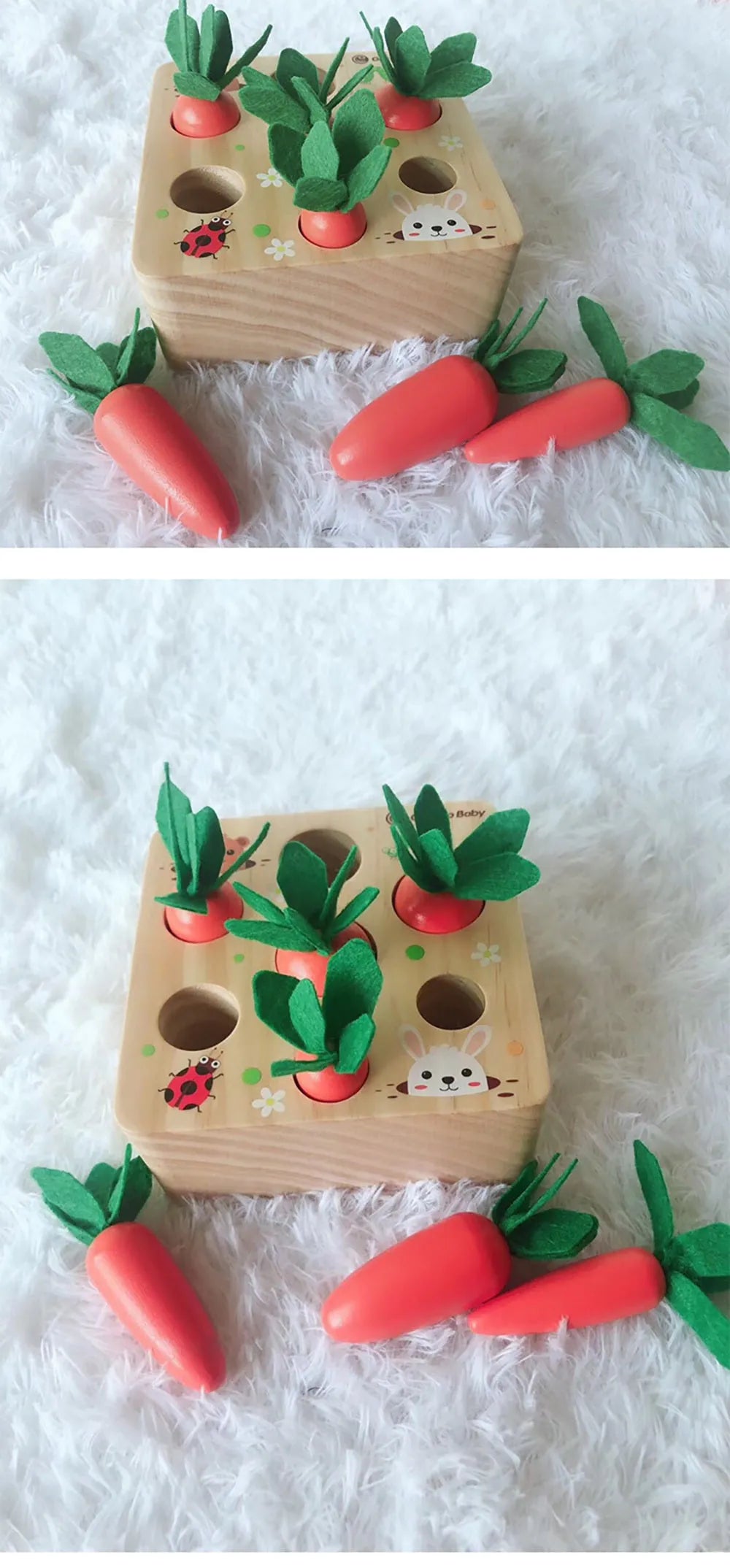 Harvest carrots educational toy for 2-4 year olds made from pine wood with water-based paint