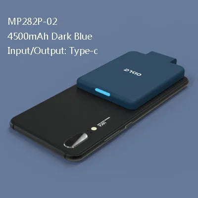 MP282P back clip battery in multiple colours showing 4500mAh capacity and thin 9mm profile