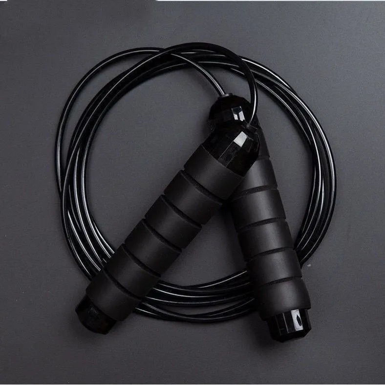 Weighted skipping rope for adult fitness in black and red colour options
