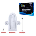 White PS5 cooling pad charger with RGB lighting and controller charging belt