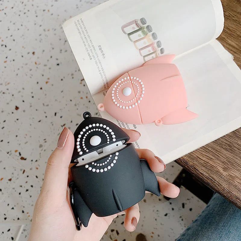 Black and pink silicone protective cases for Apple AirPods 1 and 2 wireless charging cases