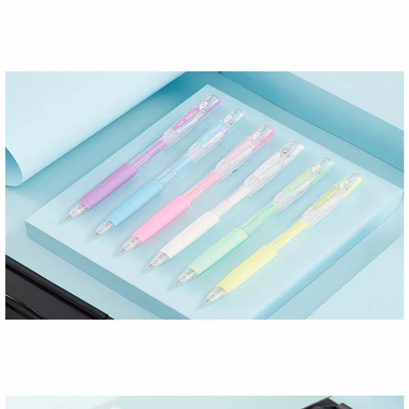 Official Direct Juice Baiguole gel pen in tender colours with 0.5mm tip showing pink green and pastel shade options