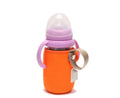 Orange and blue USB-powered baby bottle warmer sleeve with cotton fabric and PC materials