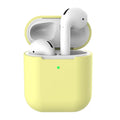 Silicone protective case for AirPods 2 shown in multiple colour options including black, blue, pink, and red.