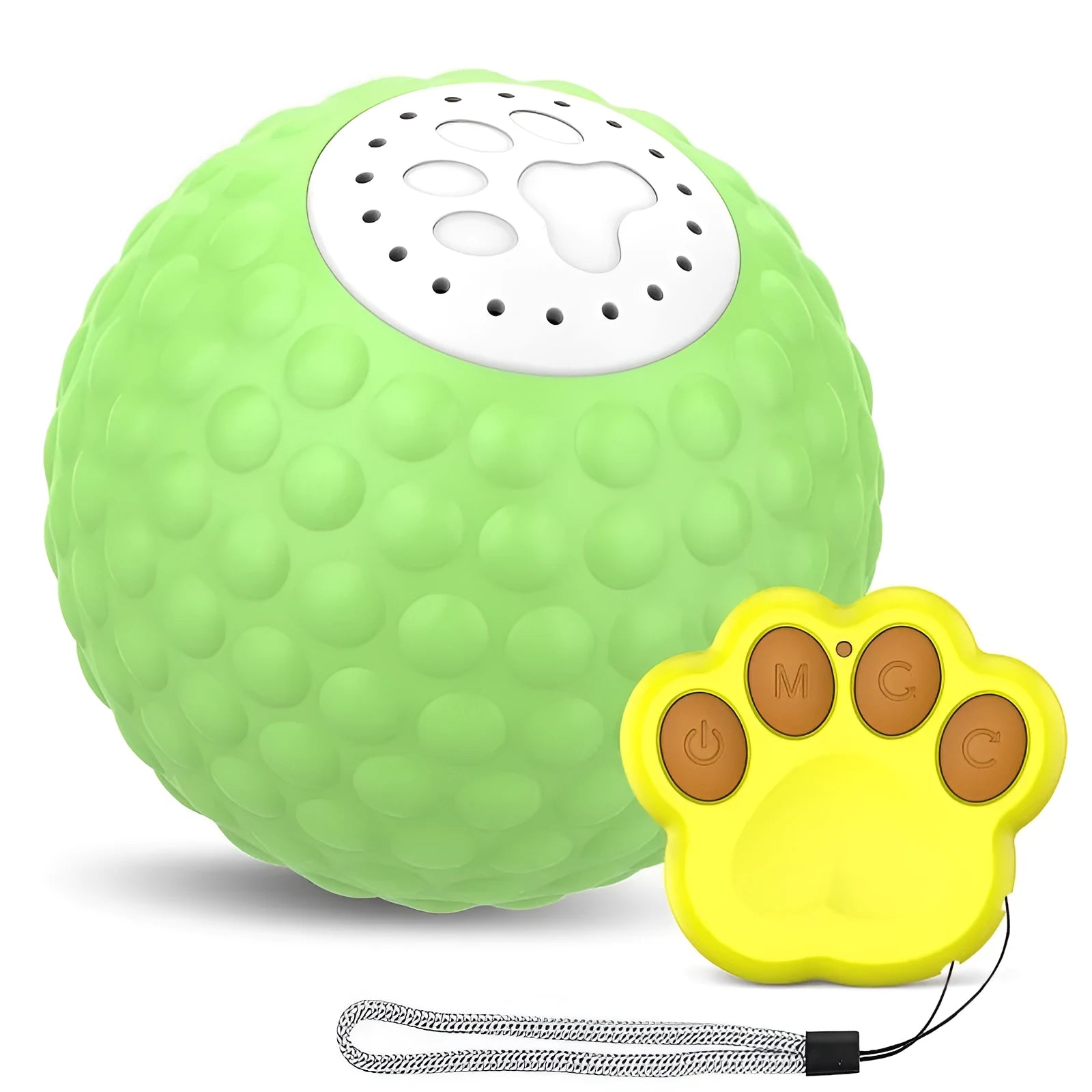 Smart electronic cat ball toy with remote control in blue, green, and yellow colour options
