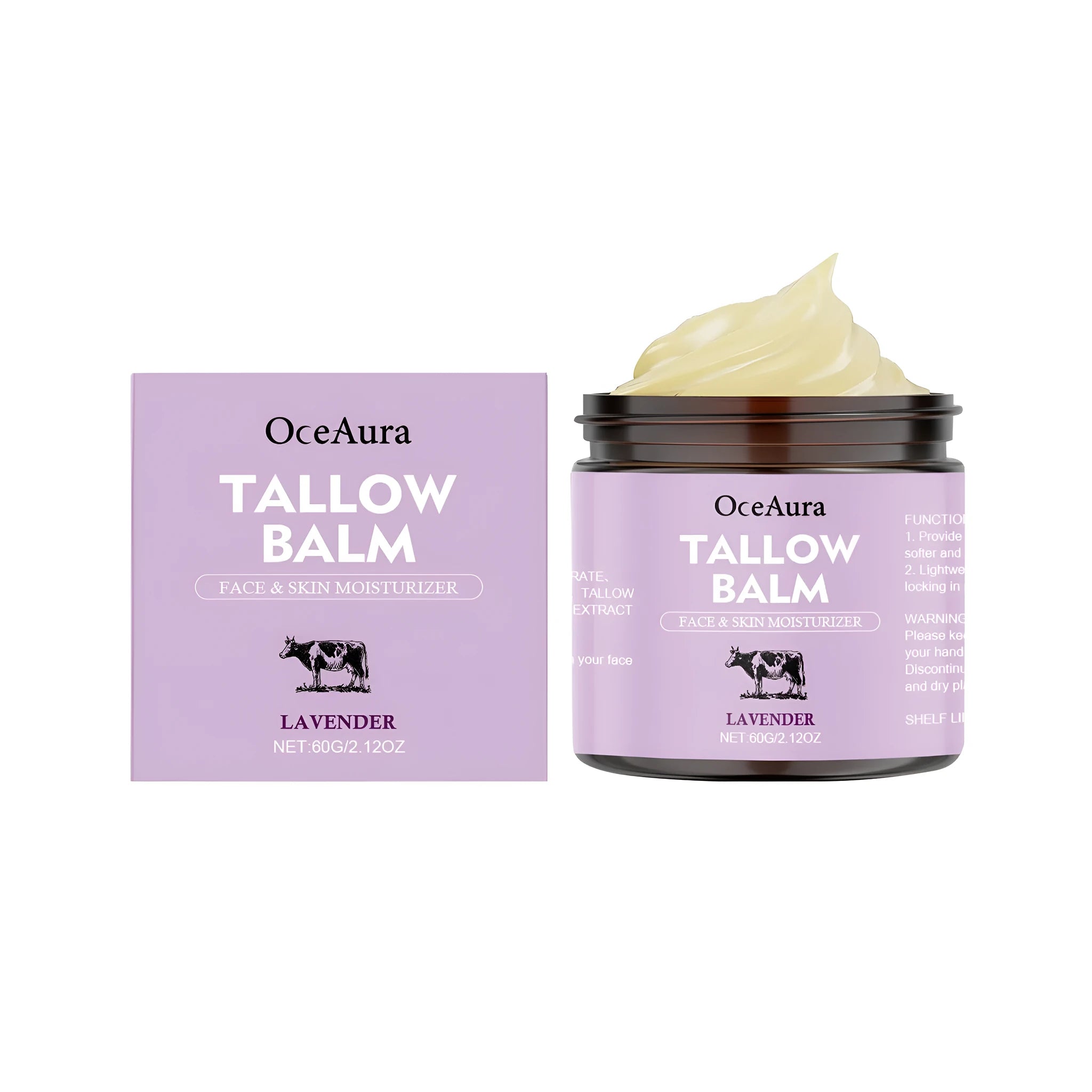 Jar of lavender cow fat moisturising cream, 60g size