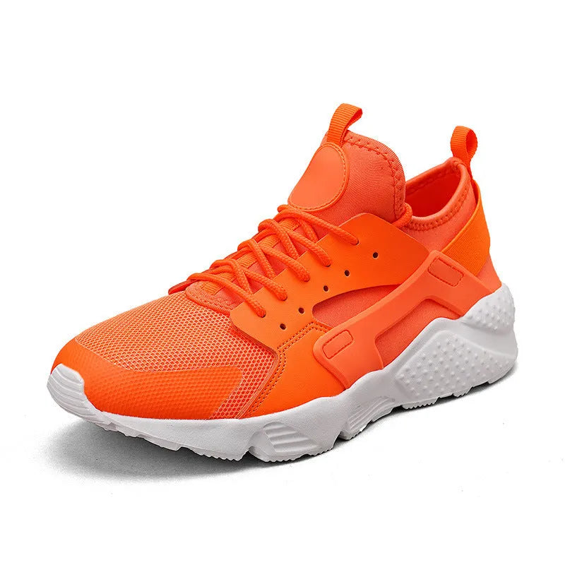 Men's fluorescent red mesh casual low-top shoes with cross shoulder straps and flat sole
