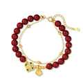 Sterling silver bracelet with Ruyi Xiangyun cinnabar flower design for women