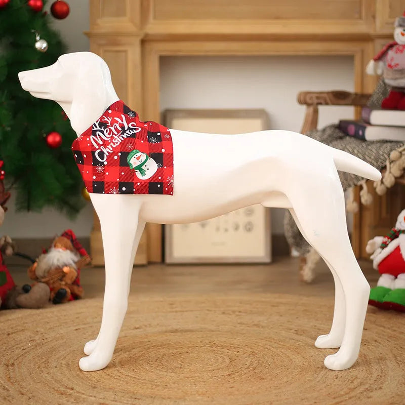 Christmas dog bandana pure cotton with Santa Claus pattern on red background, tie closure