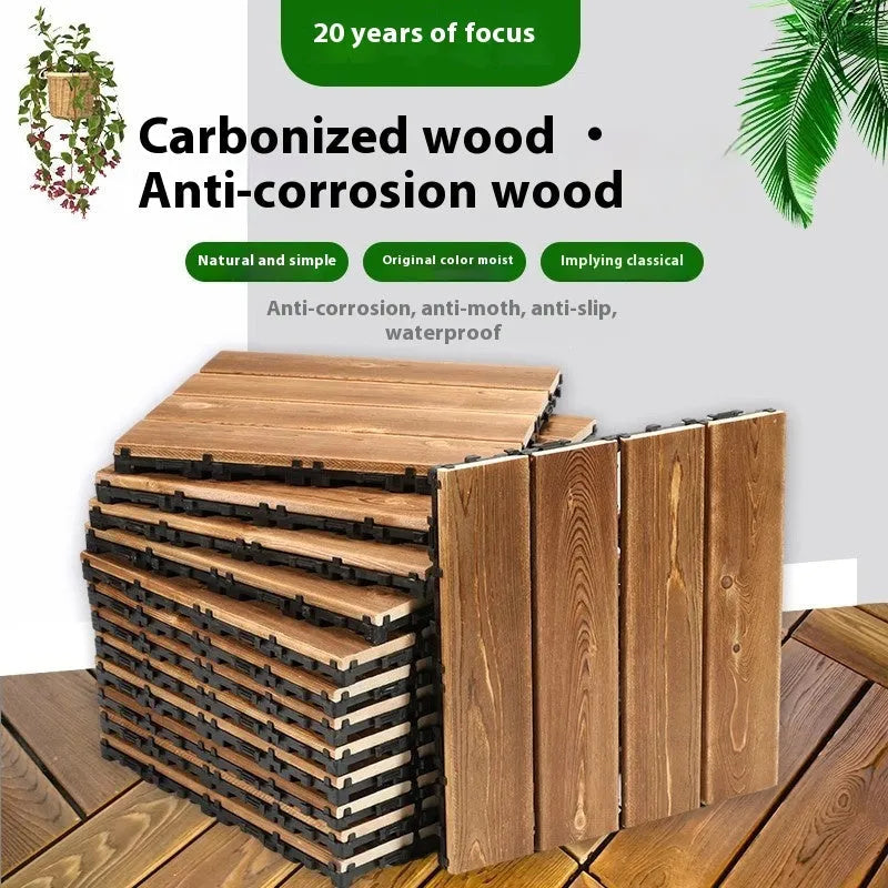 Pine wood floor tiles measuring 30x30cm with brushed durable finish