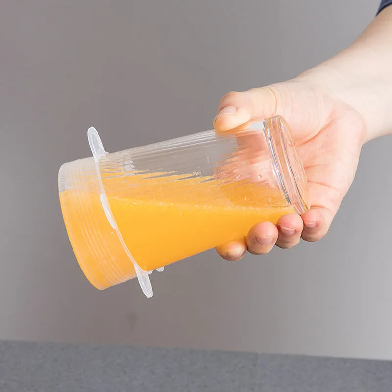 Six silicone stretch food cover lids in different sizes from 6.5cm to 20.5cm diameter
