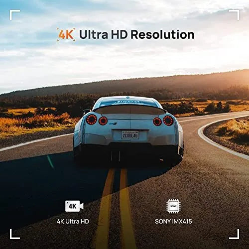 70mai A800S true 4K dash cam with Sony IMX415 sensor in black mounted on car windscreen