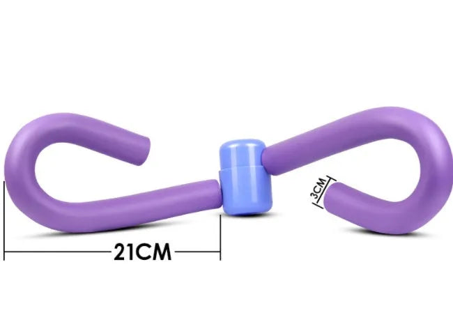 PVC leg exercise clip with steel spring mechanism and foam padding in blue colour, measuring 28cm