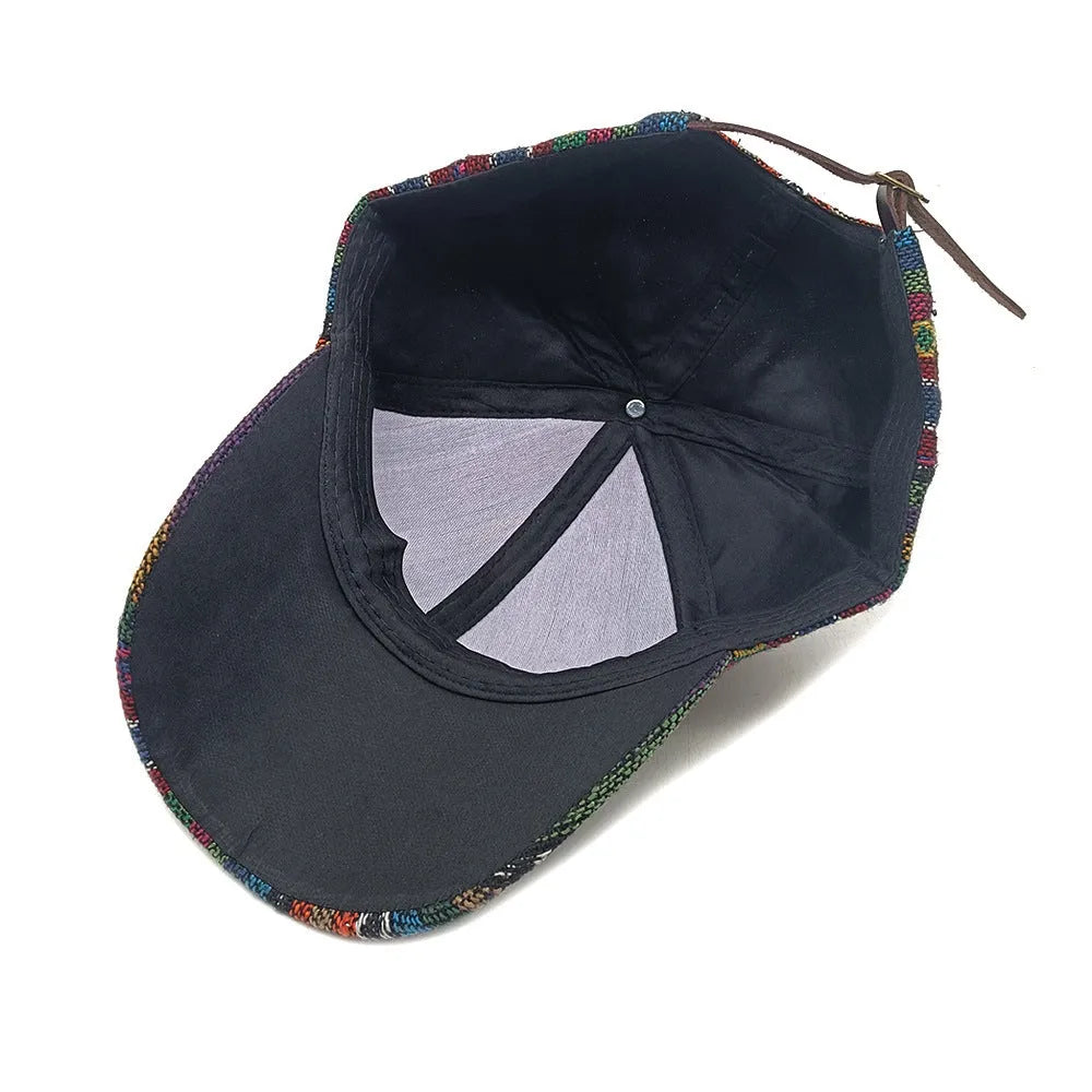A woman's bohemian-style baseball cap with a dome crown, shown in one of eight available colours.