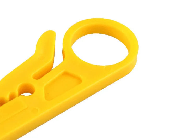 Yellow mini portable wire stripper with 0.6mm stripping diameter and snap-in metal blade holder