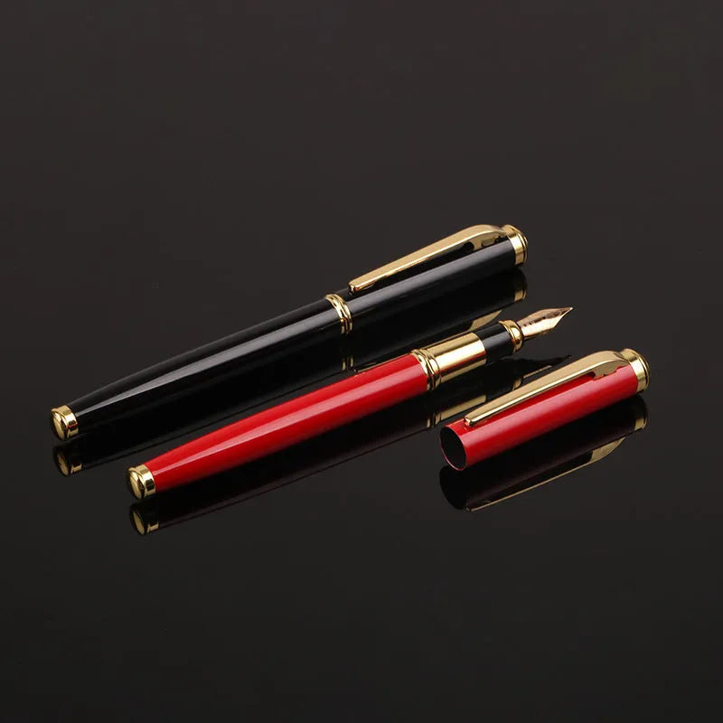 Red and black metal ballpoint pens with 0.5mm Yijin nibs for office use and business gifting
