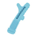 Blue TPR tree branch dental chew toy for small dogs on white background