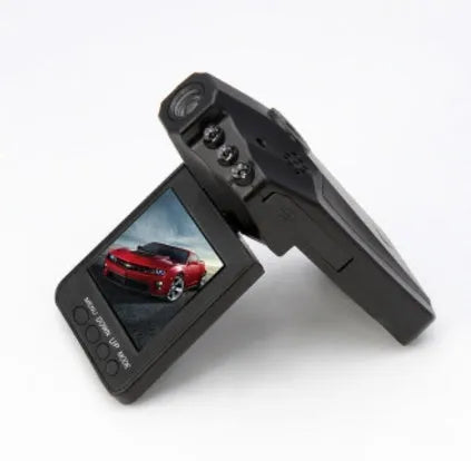 H198 HD six-light infrared car dash camera with 2.4-inch screen mounted on a windscreen.