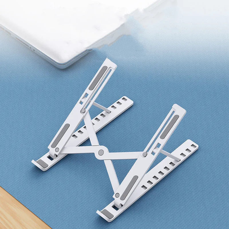 Portable laptop cooling base with adjustable 10-position folding bracket in black or white colour